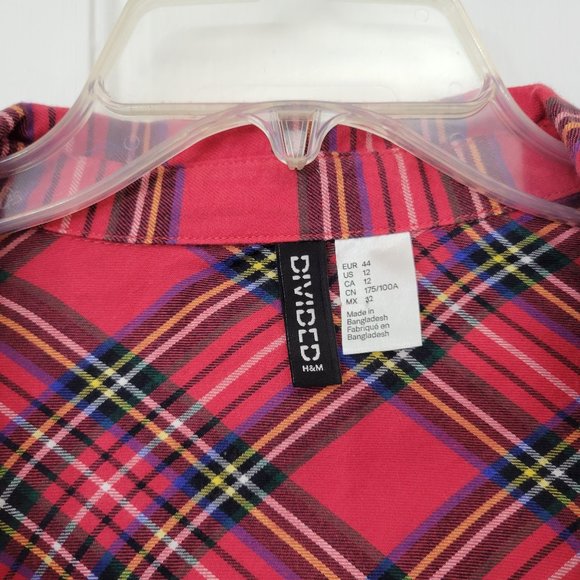H & M Divided Red Plaid Flannel Shirt - Picture 2 of 5